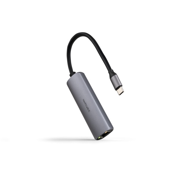 Adattatore di rete Nanocable da USB-C a Gigabit Ethernet 10/100/1000 Mbps - USB-C 100W - Alluminio - 18 cm - Grigio
