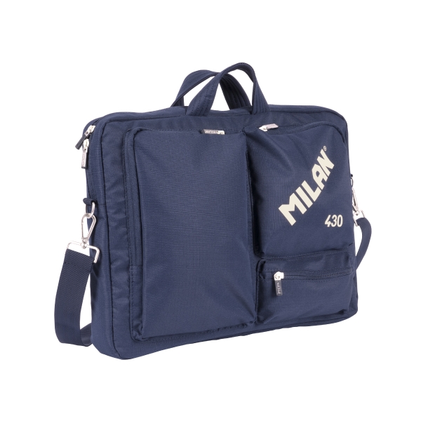 Milan 430 Since 1918 Cartella per notebook fino a 17" - Chiusura a cerniera - 3 scomparti - 42x34x9cm - Colore Blu