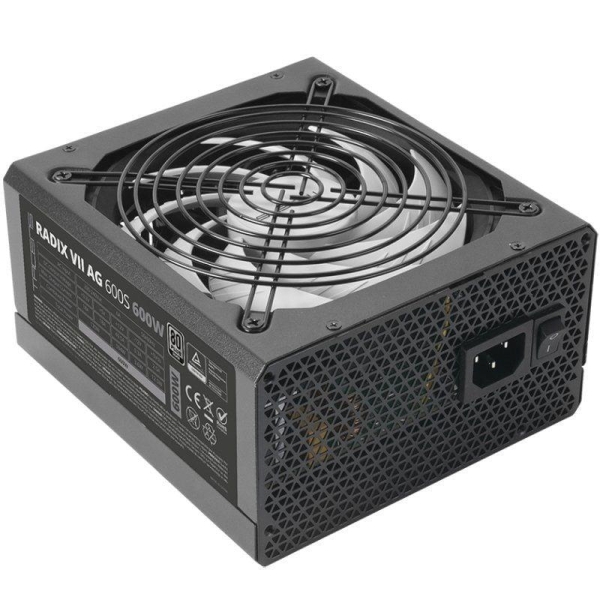 Alimentatore Tacens Radix VII AG 600S 600W ATX - PFC attivo - Ventola 140mm 12dB - 80 Plus Silver - Cavo modulare - 160x150x85mm - Colore Nero
