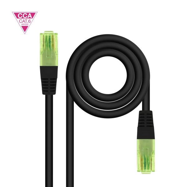 Nanocable Cavo di rete patch Cat.6 UTP AWG26 CCA - Lunghezza 30 m - Colore Nero