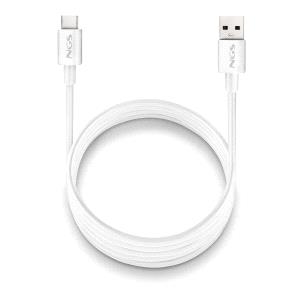 NGS ZYRO-AC Cavo da USB-C a USB-A - Ricarica rapida - 480 Mbps - 15 W - 1 metro - Colore bianco