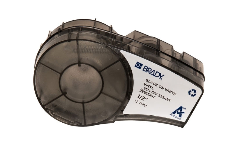 Brady M21-500-595-WT Nastro per etichette in vinile Originale - Testo nero su fondo bianco - Larghezza 12