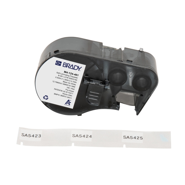 Brady M4-124-461 Nastro per etichette da laboratorio in poliestere autolaminante Originale - Testo Nero su Fondo Bianco - Larghezza 41