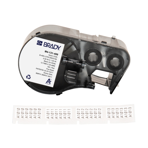 Brady M4-131-499 Nastro Originale in Nylon - Testo Nero su sfondo bianco - Larghezza 25