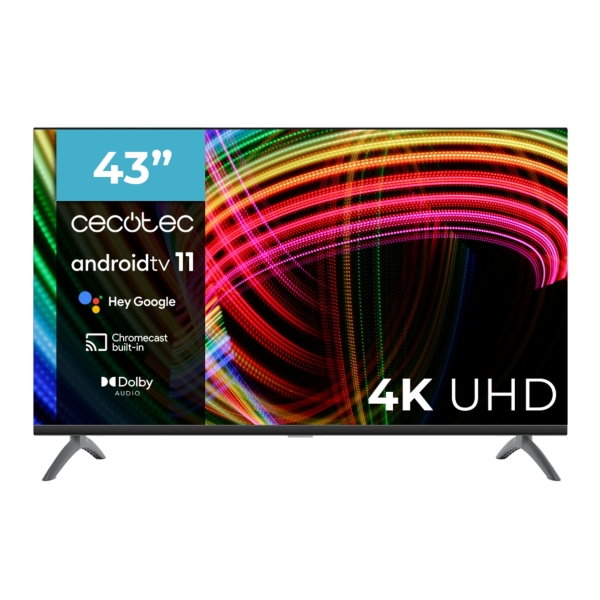 Smart TV Cecotec serie A3 ALU30043 43" LED senza cornice con risoluzione 4K UHD - Android TV 11 - Dolby Audio - HDMI 2.1 - Chromecast integrato - Gamma cromatica estesa - Colore Nero