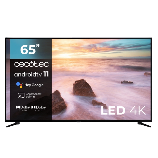 Smart TV Cecotec Serie A2 ALU20065 65" 4K UHD LED - Android TV 11 - HDR10+ - Dolby Vision - Dolby Atmos Sound - HDMI 2.1 e ALLM - Chromecast incorporato - Colore Nero