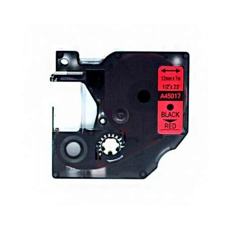 DYMO D1 45017 Nastro compatibile per stampanti di etichette - Testo nero su fondo rosso - Larghezza 12 mm x 7 metri - Sostituisce S0720570