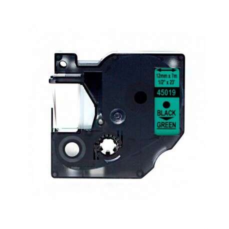 DYMO D1 45019 Nastro compatibile per stampanti di etichette - Testo nero su fondo verde - Larghezza 12 mm x 7 metri - Sostituisce S0720590