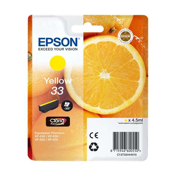 Epson T3344 (33) Cartuccia d'inchiostro Originale Giallo - C13T33444012