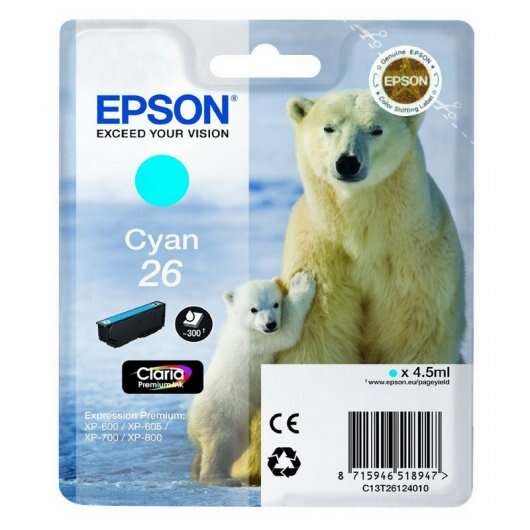 Cartuccia d'inchiostro Originale Epson T2612 (26) Ciano - C13T26124012