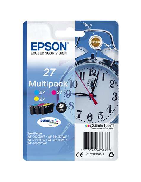 Epson T2705 (27) Confezione da 3 cartucce d'inchiostro Originali - C13T27054012