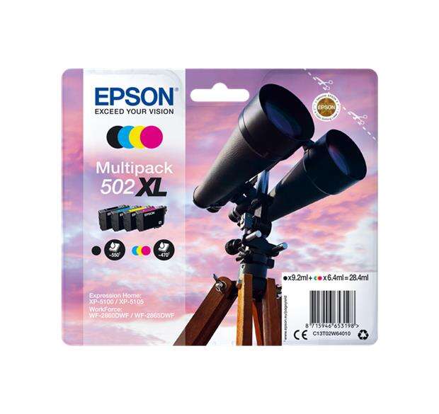 Epson 502XL Confezione da 4 Cartucce d'inchiostro Originali - C13T02W64010