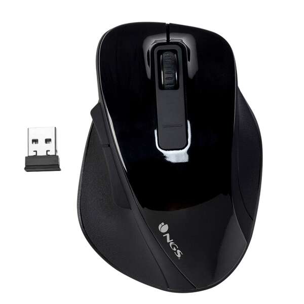 NGS Bow Mouse wireless USB 1600 dpi - 4 pulsanti - Per destrimani - Colore Nero