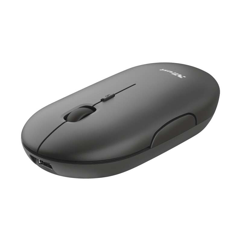 Trust Puck Mouse wireless ricaricabile 1600 dpi - 3 pulsanti silenziosi - Ultra sottile - Ambidestro - Colore Nero