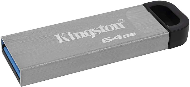 Kingston DataTraveler Kyson Chiavetta USB 64 GB - 3.2 Gen 1 - 200 MB/s e lettura - Design metallico - Colore Argento (pendrive)