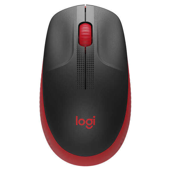 Logitech M190 Mouse wireless USB full size 1000 dpi - 3 pulsanti - Formato grande - Ambidestro - Colore Nero/Rosso