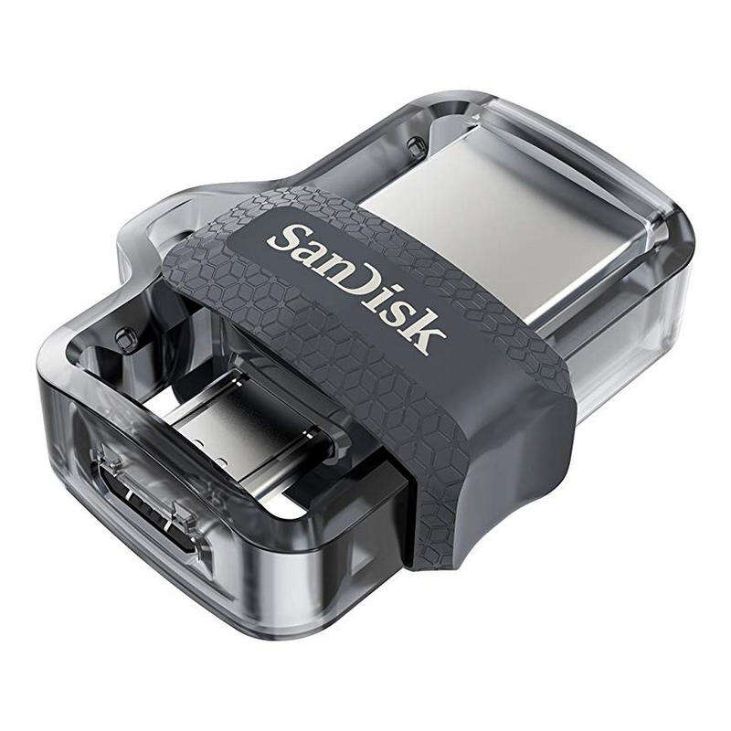 Sandisk Ultra Dual Drive m3.0 Chiavetta USB 3.0 e Micro USB 64 GB - Fino a 150 MB/s in lettura - Colore trasparente/Nero (pendrive)