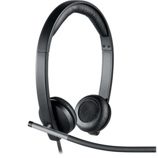 Logitech H650E Cuffie con microfono USB - Microfono pieghevole - Cuscinetti imbottiti - Controlli sul cavo - Colore Nero