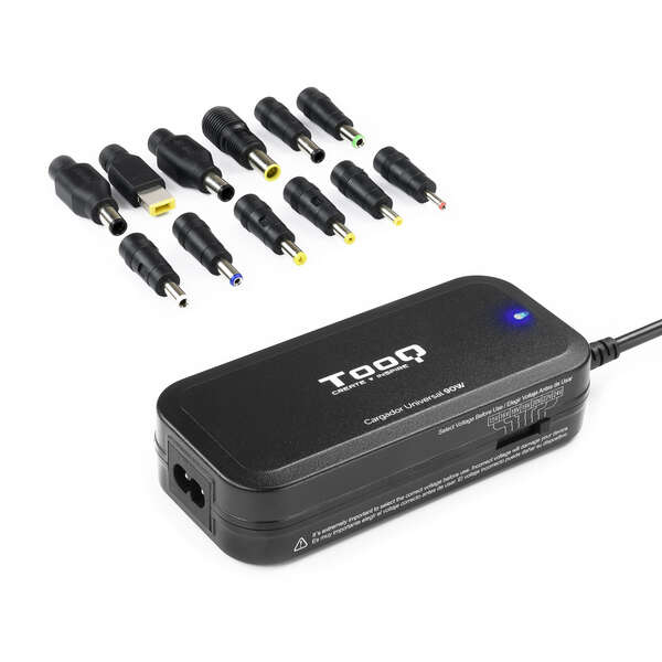 Tooq Caricabatterie universale per laptop 90W - USB - 12 Adattatori - Tensione 15-24V