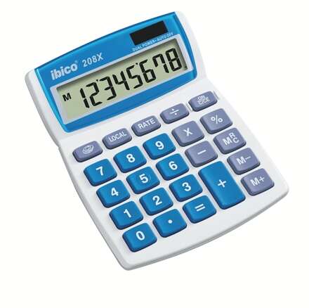 Ibico 208X Calcolatrice da tavolo - Tasti grandi - LCD a 8 cifre - Funzione di proroga