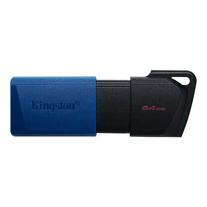 Kingston DataTraveler Exodia M Chiavetta USB 64 GB - USB 3.2 Gen 1 - Cappuccio rimovibile - Anello per portachiavi - Colore Nero/Blu (Chiavetta USB)