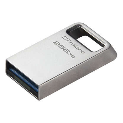 Kingston DataTraveler Micro Chiavetta USB 256 GB - USB 3.2 Gen 1 - Ultracompatta e leggera - Anello per portachiavi - Corpo in metallo (pendrive)