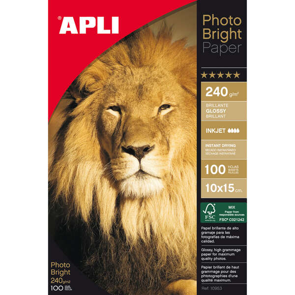 Apli Carta fotografica Photobright 10 x 15 cm 240 g 100 fogli