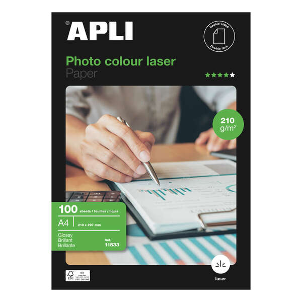 Apli Carta fotografica Colour Laser A4 210 g 100 fogli