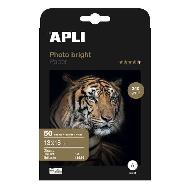 Apli Carta fotografica Photobright 13 x 18 cm 240 g 50 fogli