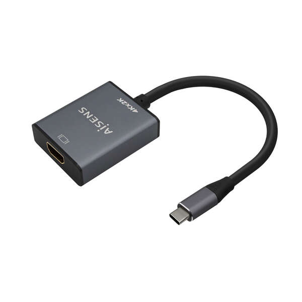 Aisens Convertitore in alluminio da USB-C a HDMI 4K@30Hz - USB-C/M-HDMI/H - 15 cm - Colore Grigio