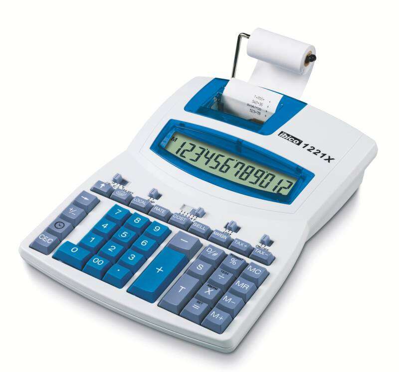 Ibico 1221x Calcolatrice semi-professionale con display LCD a 12 cifre - Stampa a 2 colori - Velocità di stampa 2