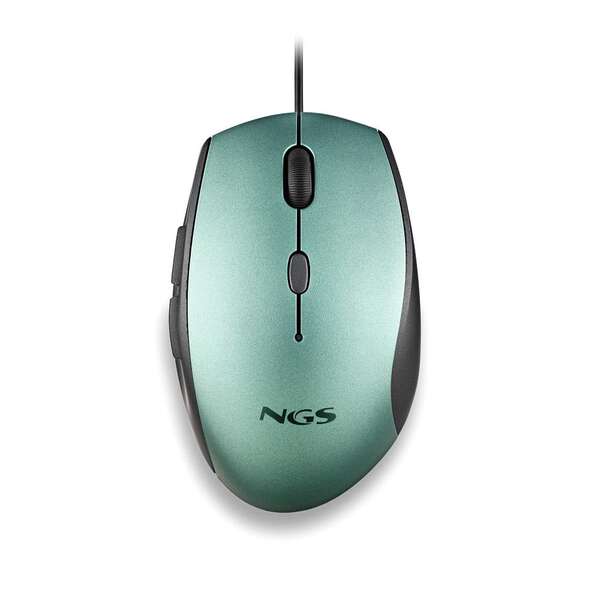 NGS Moth Ice Mouse USB 1600 dpi + Adattatore da USB-A a USB-C - 5 pulsanti - Per destrimani - Cavo da 1