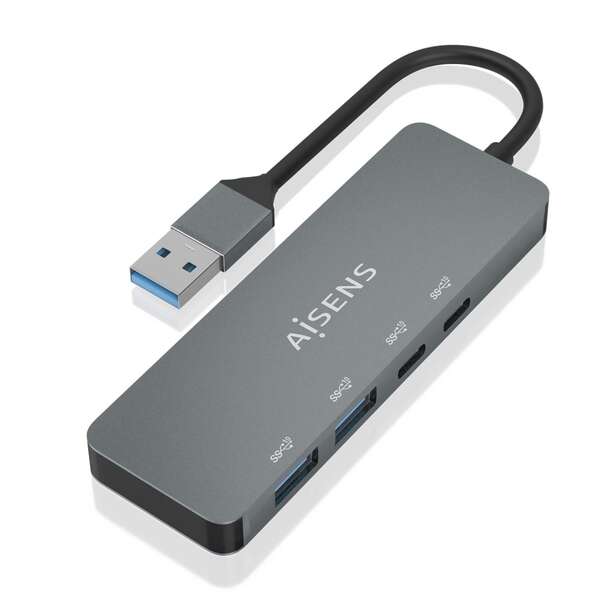 Hub Aisens USB 3.2 GEN2 10G USB-A - USB-A/M-2xUSB-C/F-2xUSB-A/F - 15 cm - Col...