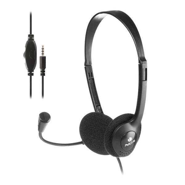 NGS Cuffie con cavo per laptop - Microfono regolabile - Archetto regolabile - Controllo del volume - Connettore audio da 3
