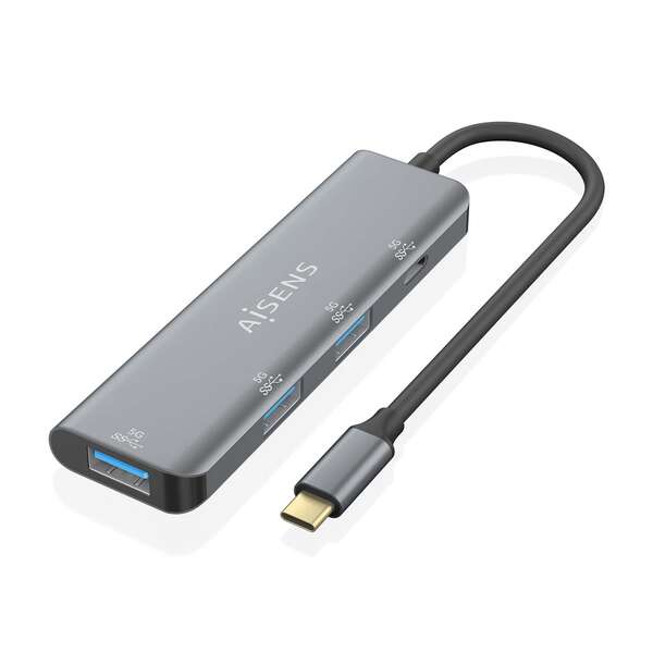 Aisens Hub USB 3.2 GEN1 5G USB-C - USB-C/M-1xUSB-C/F-3xUSB-A/F - 15 cm - Colore Grigio