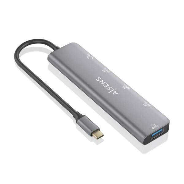 Hub Aisens USB 3.2 Gen1 5G USB-C - USB-C/M-1xUSB-C PD100W/H-1xUSB-C/F-3xUSB-A...