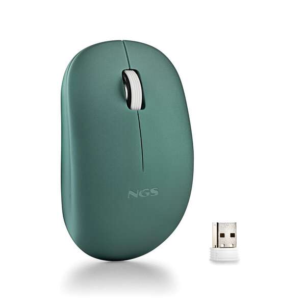 NGS Mouse wireless con tasti silenziosi - 2 pulsanti - Ambidestro - Colore verde