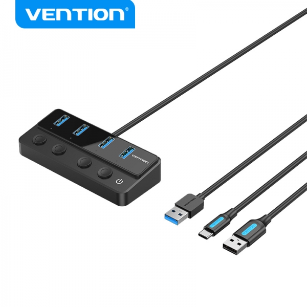Vention HUB 4 in 1 USB 3.0 a 4xUSB/USB-C PD Include cavo di ricarica USB Masc...