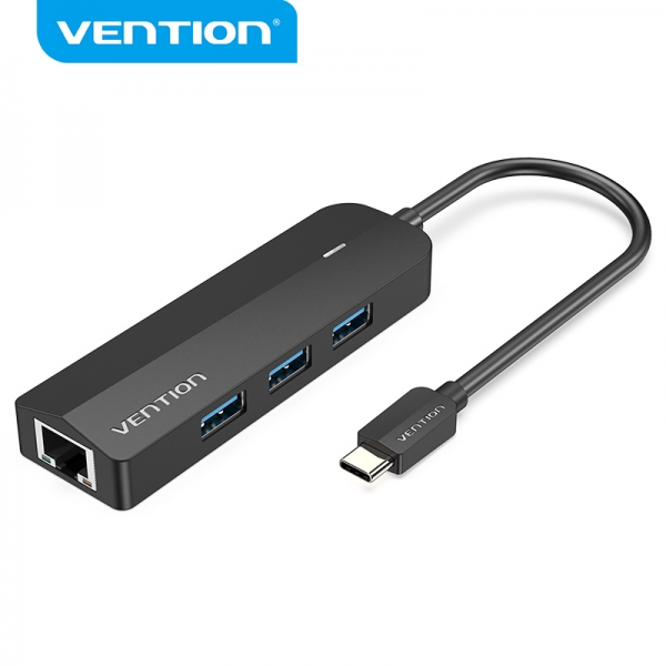 Vention HUB 5 in 1 USB-C a 3xUSB3.0/RJ45/Micro B Powered - 0