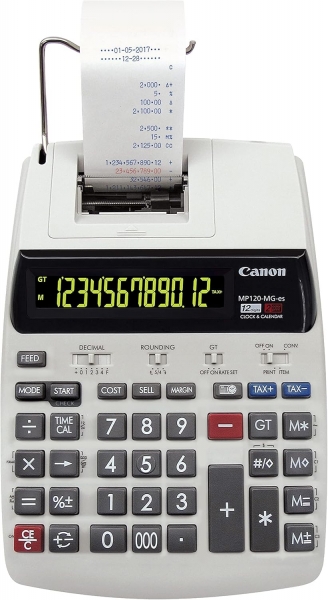 Canon MP120-MG-ES Calcolatrice con stampante e display LCD a 1 riga e 12 cifre - Stampa in Nero e Rosso - Tastiera spaziosa