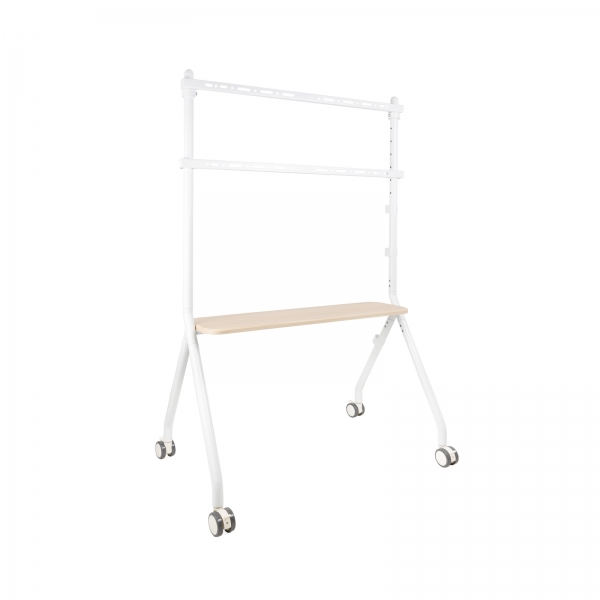 Tooq iLove Supporto da pavimento con ruote per schermi da 49-80" - Vassoio inferiore multiuso - Ruote con sistema di bloccaggio - Gestione cavi - Peso max 50 kg - VESA max 600x400 - Colore Bianco