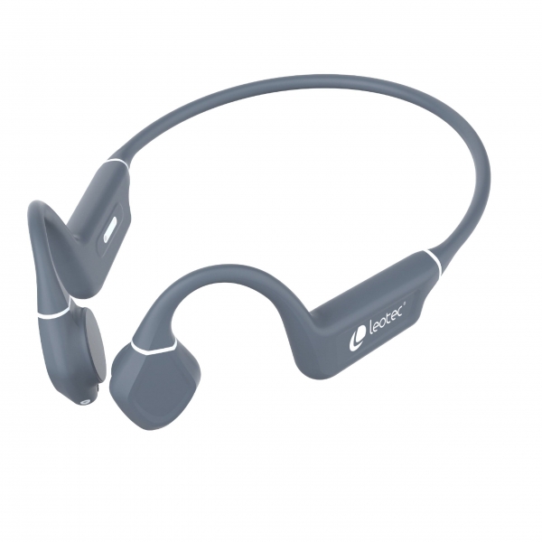 Leotec Kuri Cuffie sportive a conduzione ossea Bluetooth 5.4 - Autonomia fino a 12 ore - Batteria da 180 mAh - Resistenza IPX5 - Colore Grigio