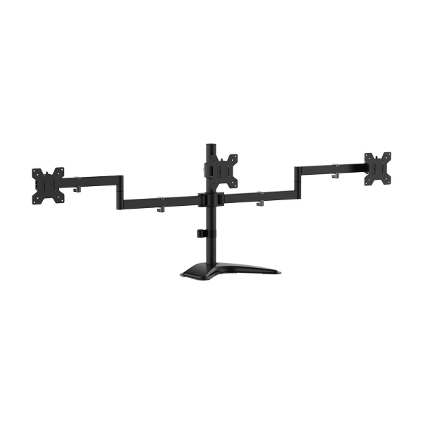 Aisens Supporto da tavolo con base Eco girevole e inclinabile per 3 monitor 10 kg (3 perni - 2 bracci) da 13-27" - Colore Nero