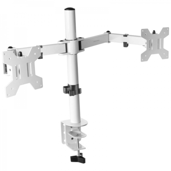 Mars Gaming MARM2 Supporto doppio per monitor - Bracci articolati - Gestione dei cavi - Regolazione in altezza - Struttura robusta - Rotazione a 360º - Colore Bianco