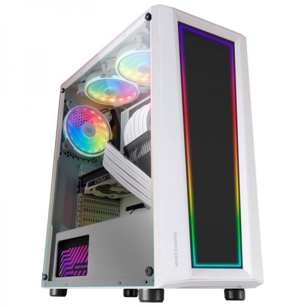 Mars Gaming MC-ART Case personalizzato - Pannelli su cui disegnare - Illuminazione ARGB 12 modalità - Raffreddamento avanzato - Compatibile con schede ATX/MicroATX/Mini-ITX - Colore Bianco