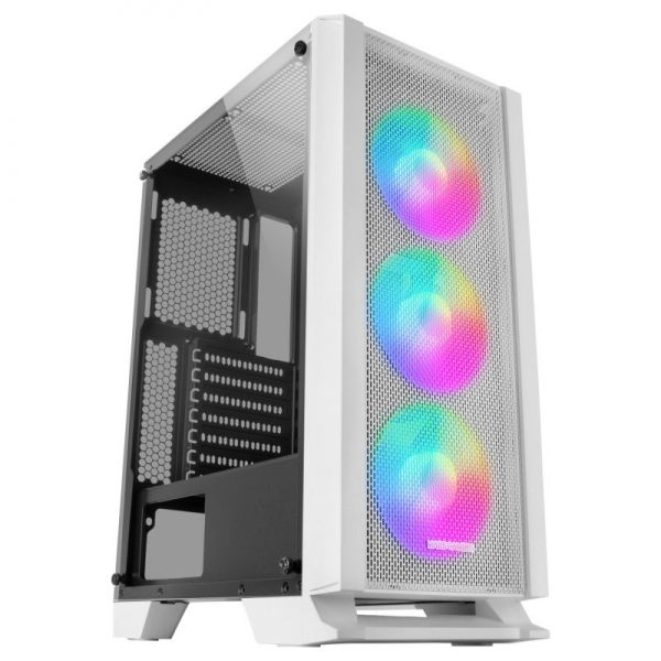 Mars Gaming MC-C Semitorre Gaming - Illuminazione FRGB - Finestra in vetro temperato - Supporto per raffreddamento a liquido - Compatibile con ATX/mATX/mini-ITX - Colore Bianco