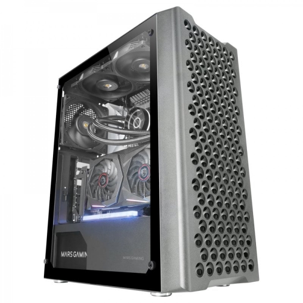 Mars Gaming MC-iPRO Case professionale - Vetro temperato - Flusso d'aria superiore - Compatibile ATX - Gestione dei cavi - Connettività avanzata - Colore Nero