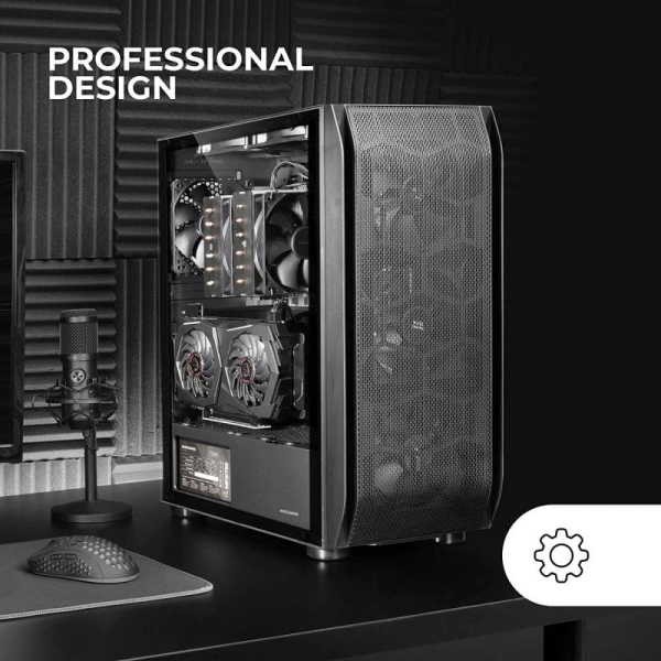 Mars Gaming MC-PRO2 Torre PC - 5 ventole ultra silenziose - Supporto per raffreddamento a liquido - Finestra in vetro temperato - Colore Nero