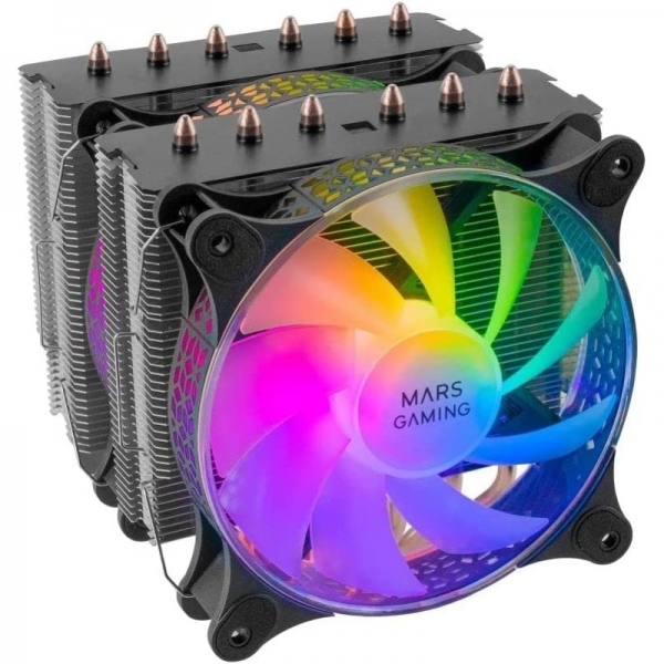 Mars Gaming MCPU-XT Dissipatore - Prestazioni estreme 300W TDP - Doppia torre - 6 heatpipe HCT - Compatibile con ARGB - Multisocket universale - Facile installazione - Colore Nero