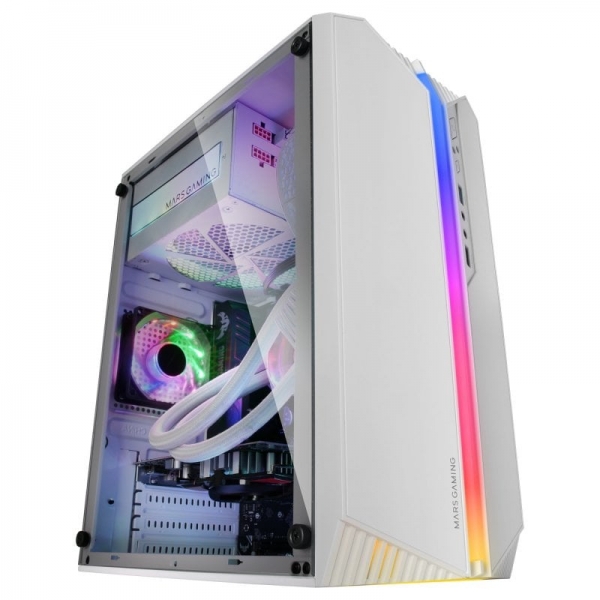 Mars Gaming MC-S1 Case da gaming compatto - Illuminazione ARGB a 12 modalità - Ventola FRGB inclusa - Finestra laterale completa - Compatibile con Micro-ATX/Mini-ITX - Colore Bianco